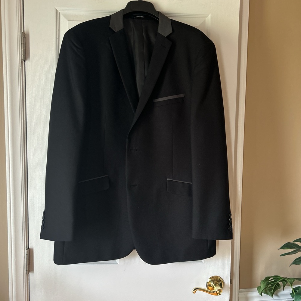 Blair Underwood Black Formal Tuxedo Blazer with  Velvet Collar ~ Size 46 Long